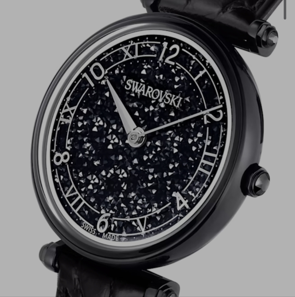 Swarovski Black Crystal Watch Dazzling Made in Switzerland